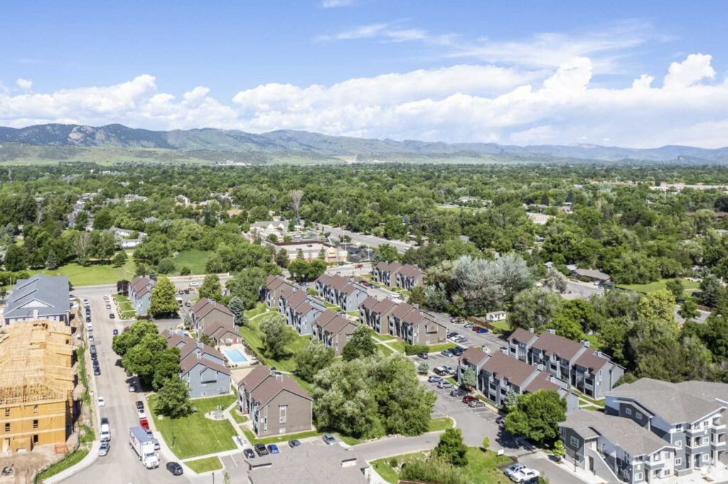 Aerial view of The Junction student apartments
